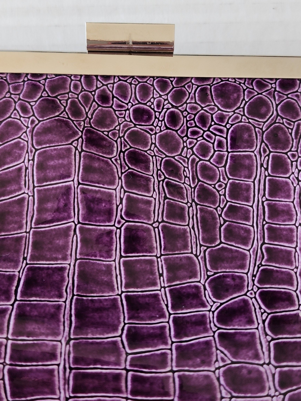 Purple Croc-Embossed Frame Clutch - Picture 2 of 6